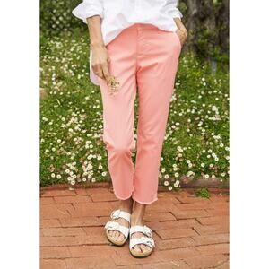 Frank & Eileen Wicklow Twill Italian Chino Pants Coral Orange Stretch Size 6